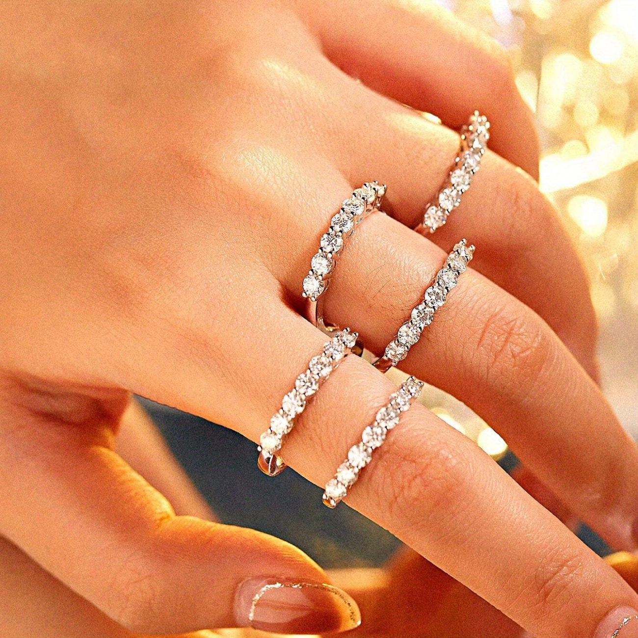 1pc 0.28ct Moissanite Engagement Ring 925 Silver 18K Gold Plated All Season